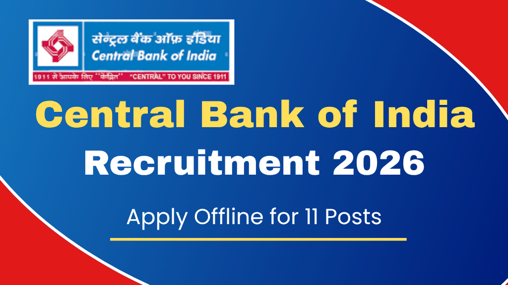 Central Bank of India Recruitment 2026 Notification Out: Apply Offline for 11 Posts