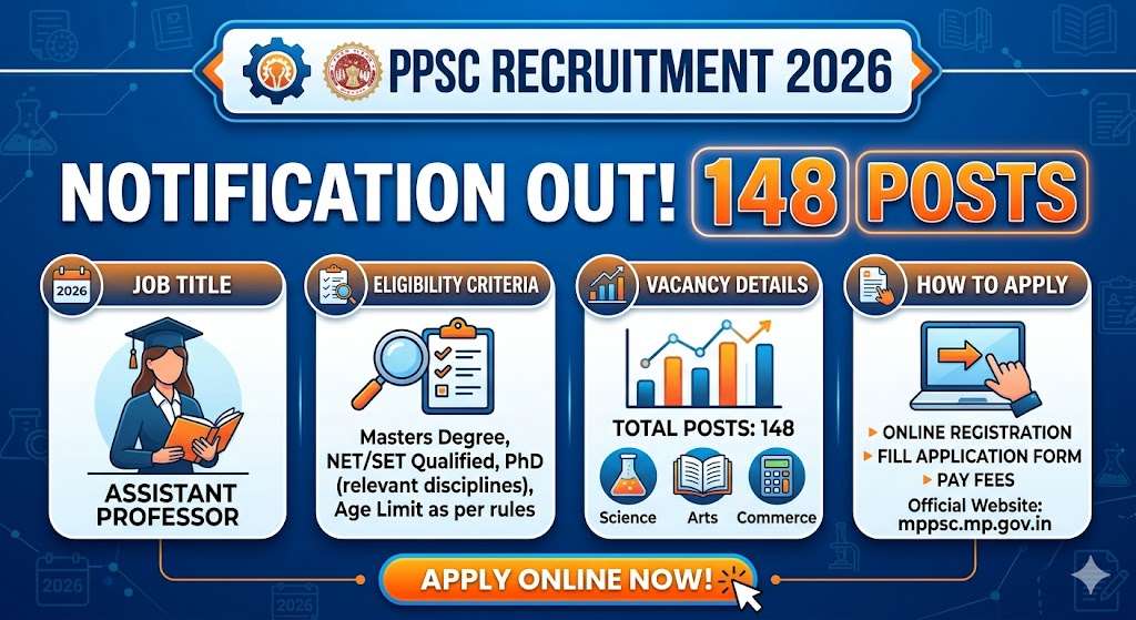 MPPSC Assistant Professor Recruitment 2026 Notification Out – 148 Posts | MPPSC 2026 Recruitment