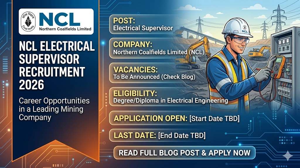 NCL Electrical Supervisor Recruitment 2026 Complete Details | NCL recruitment 2026