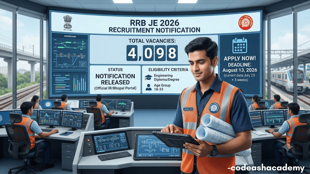 RRB JE 2026 Recruitment Notification released total 4,098 posts