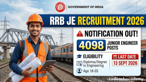 RRB JE Recruitment 2026 Notification Out: 4098 Junior Engineer Posts, Eligibility & Last Date