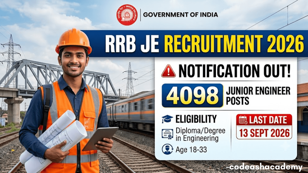 RRB JE Recruitment 2026 Notification Out: 4098 Junior Engineer Posts, Eligibility & Last Date