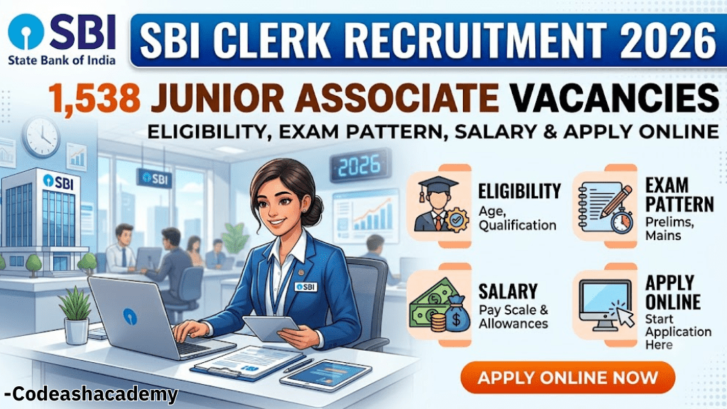 SBI Clerk Recruitment 2026: 1,538 Junior Associate Vacancies, Eligibility, Exam Pattern, Salary & Apply Online