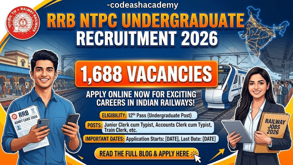 RRB NTPC Undergraduate Recruitment 2026 : 1,688 Vacancies