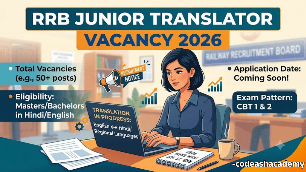 RRB Junior Translator Recruitment 2026 Important Dates, Total Posts, How to apply and all 